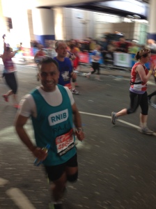 My boy looking gloriously good at Mile 19! jellll but very proud